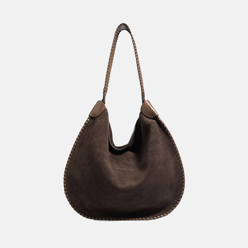 Damen Wildleder Echtes Leder Minimalistische Schulter Hobo Tasche