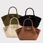 Grand sac fourre-tout en cuir daim en forme de boulette pour femmes