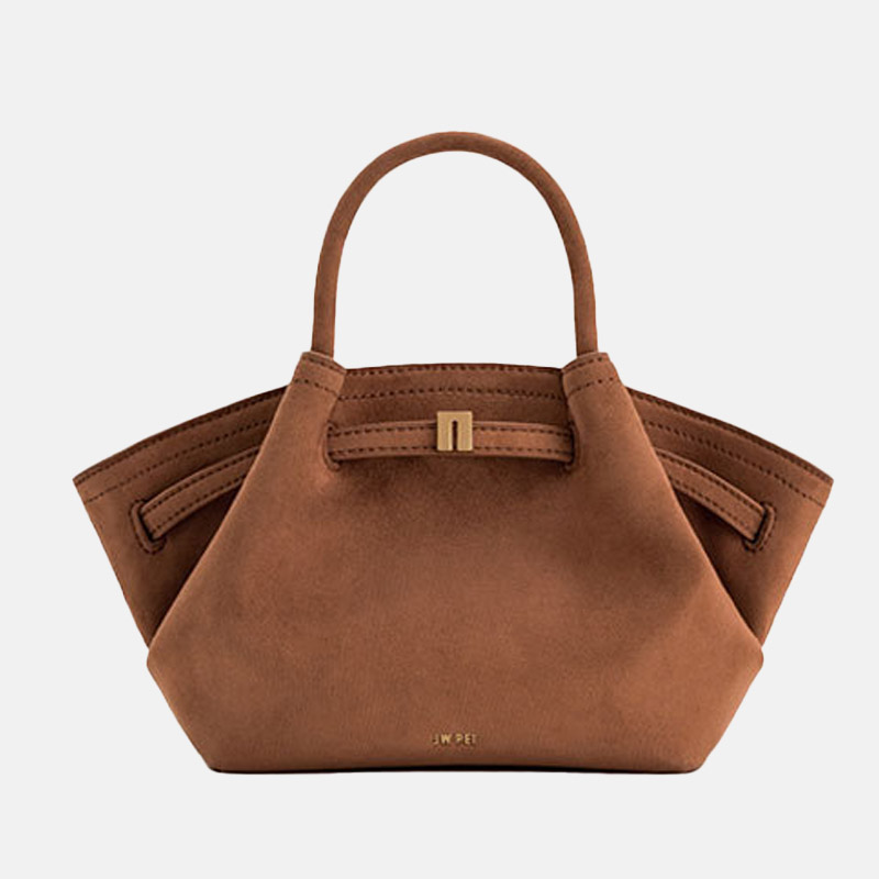 Grand sac fourre-tout en cuir daim en forme de boulette pour femmes