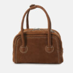 Sac à main Vintage en daim et cuir avec fermeture éclair