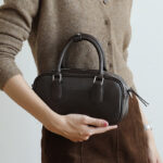 Women's Vintage Genuine Leather Boston Handbag With Crossbody Strap