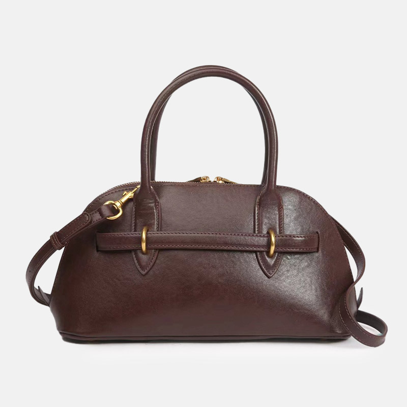 Women's Vintage Genuine Leather Shell-Shaped Top Handle Bag