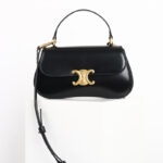 Women's Vintage Leather Triomphe Clasp Top Handle Crossbody Bag