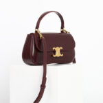 Women's Vintage Leather Triomphe Clasp Top Handle Crossbody Bag