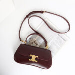 Women's Vintage Leather Triomphe Clasp Top Handle Crossbody Bag