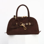 Women's Vintage Suede Genuine Leather Drawstring Handbag