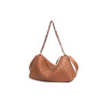 Sac hobo à bandoulière en cuir véritable tressé pour femmes