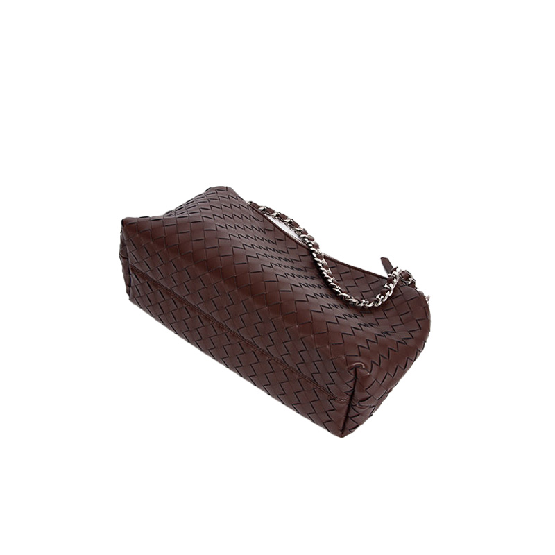 Sac hobo à bandoulière en cuir véritable tressé pour femmes