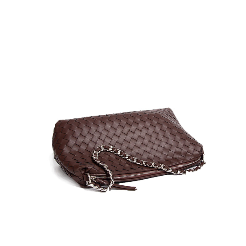 Sac hobo à bandoulière en cuir véritable tressé pour femmes