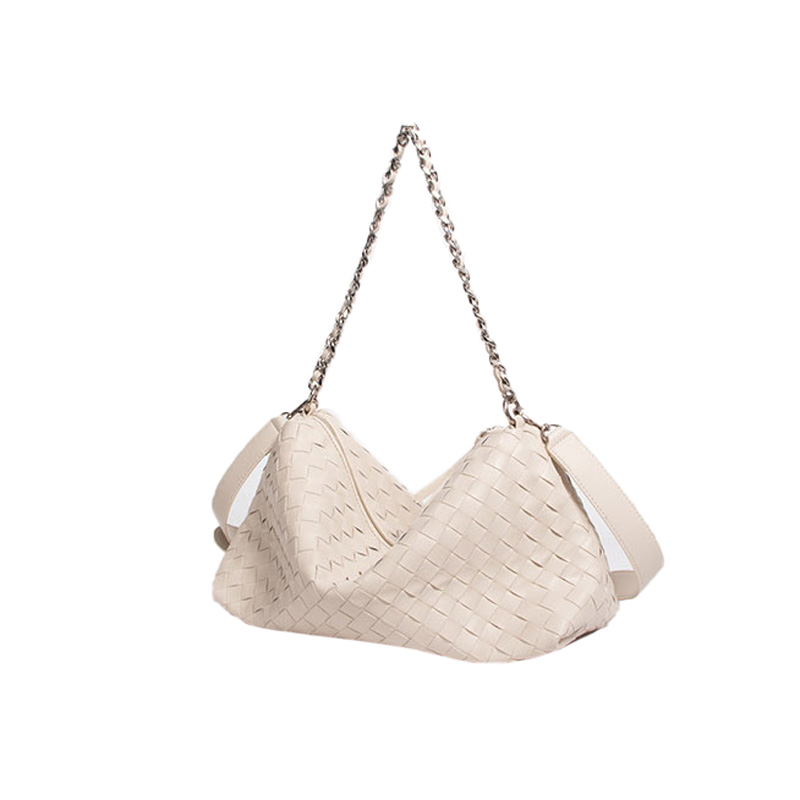 Sac hobo à bandoulière en cuir véritable tressé pour femmes