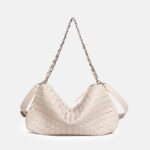 Women's Woven Genuine Leather Chain Strap Hobo Bag