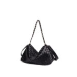 Sac hobo à bandoulière en cuir véritable tressé pour femmes