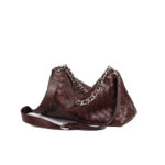 Sac hobo à bandoulière en cuir véritable tressé pour femmes