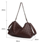 Sac hobo à bandoulière en cuir véritable tressé pour femmes