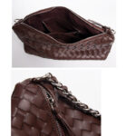 Sac hobo à bandoulière en cuir véritable tressé pour femmes