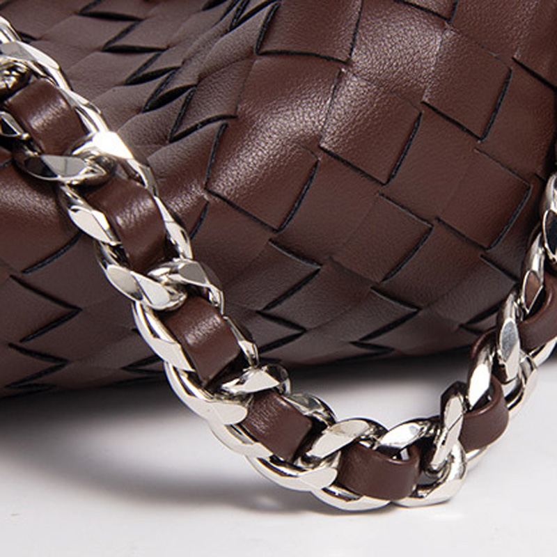 Sac hobo à bandoulière en cuir véritable tressé pour femmes