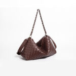 Sac hobo à bandoulière en cuir véritable tressé pour femmes