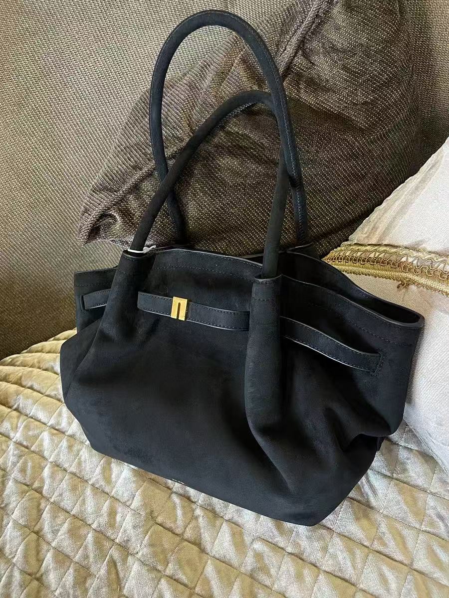 Grand sac fourre-tout en cuir daim en forme de boulette pour femmes photo review