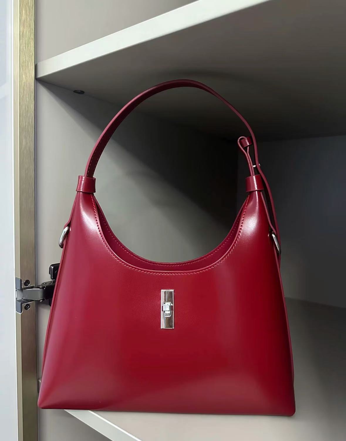 Damen Echtes Leder Schloss Einzelne Schulter Hobo Tasche photo review