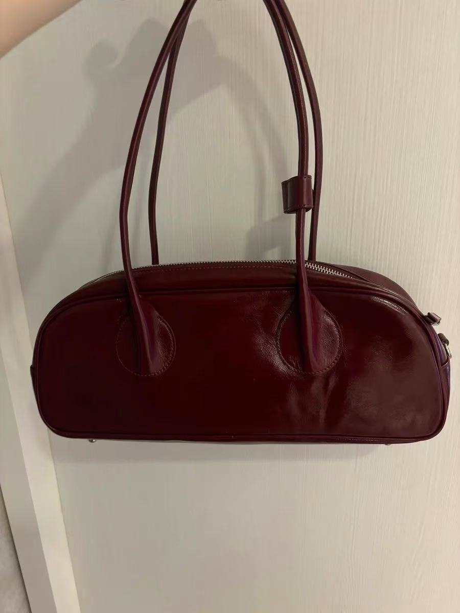 Sac baguette à bandoulière en cuir véritable pour femmes en version vintage photo review