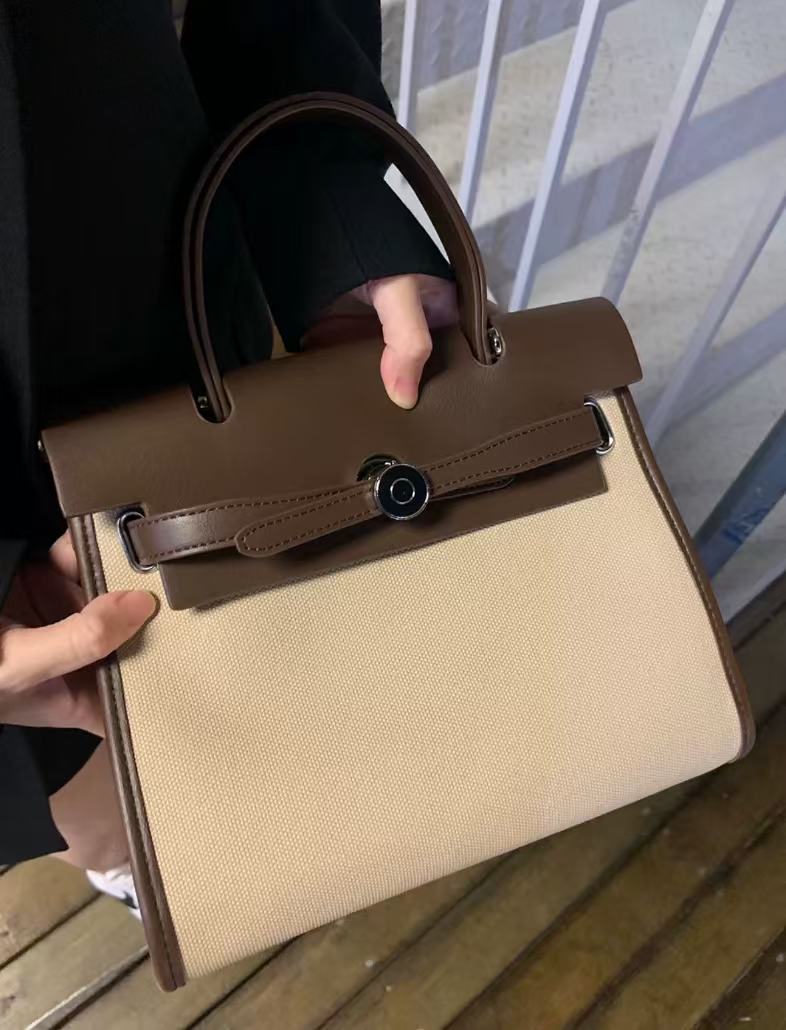 Women's Two Tone Top Handle Bags with Shoulder Strap photo review
