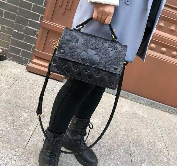 Sac à bandoulière en cuir véritable noir pour femmes photo review