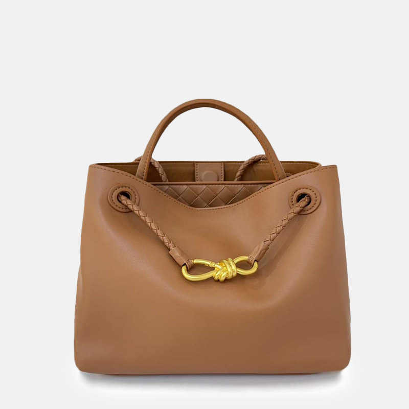 Minimalistische Damen Umhängetasche aus echtem Leder mit Schleifenverschluss