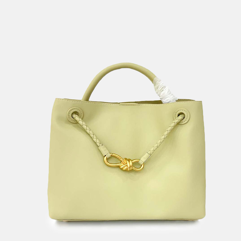 Minimalistische Damen Umhängetasche aus echtem Leder mit Schleifenverschluss
