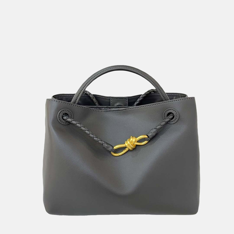 Minimalistische Damen Umhängetasche aus echtem Leder mit Schleifenverschluss