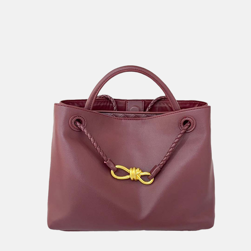 Minimalistische Damen Umhängetasche aus echtem Leder mit Schleifenverschluss