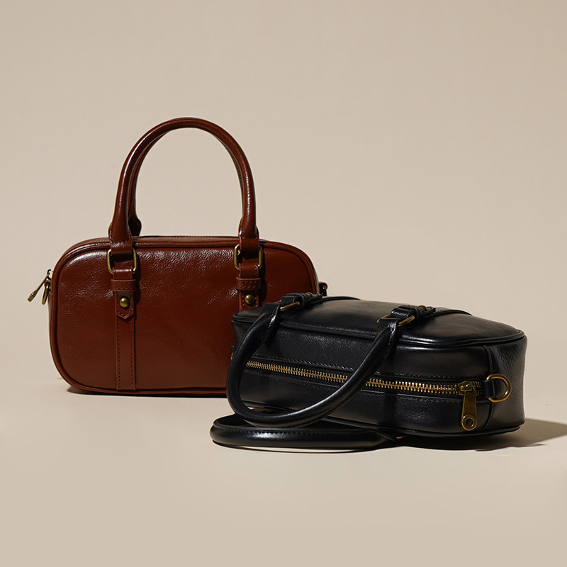 Sac à main Minimalist Genuine Leather Crossbody Boston Handbag de la femme