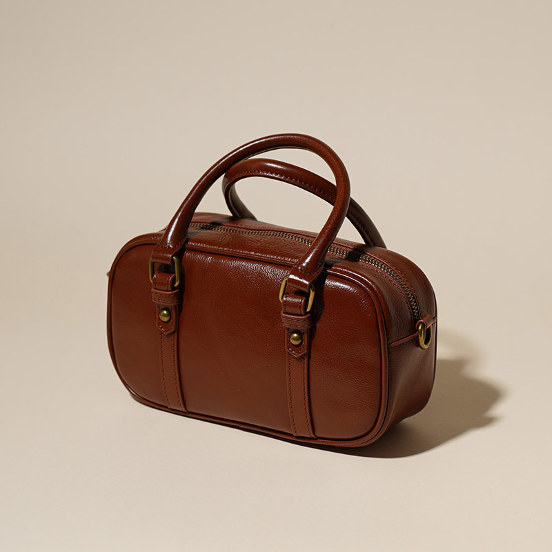 Sac à main Minimalist Genuine Leather Crossbody Boston Handbag de la femme