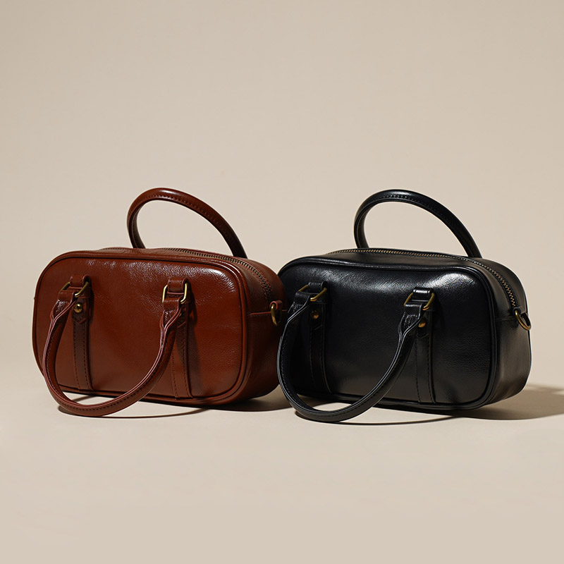 Sac à main Minimalist Genuine Leather Crossbody Boston Handbag de la femme