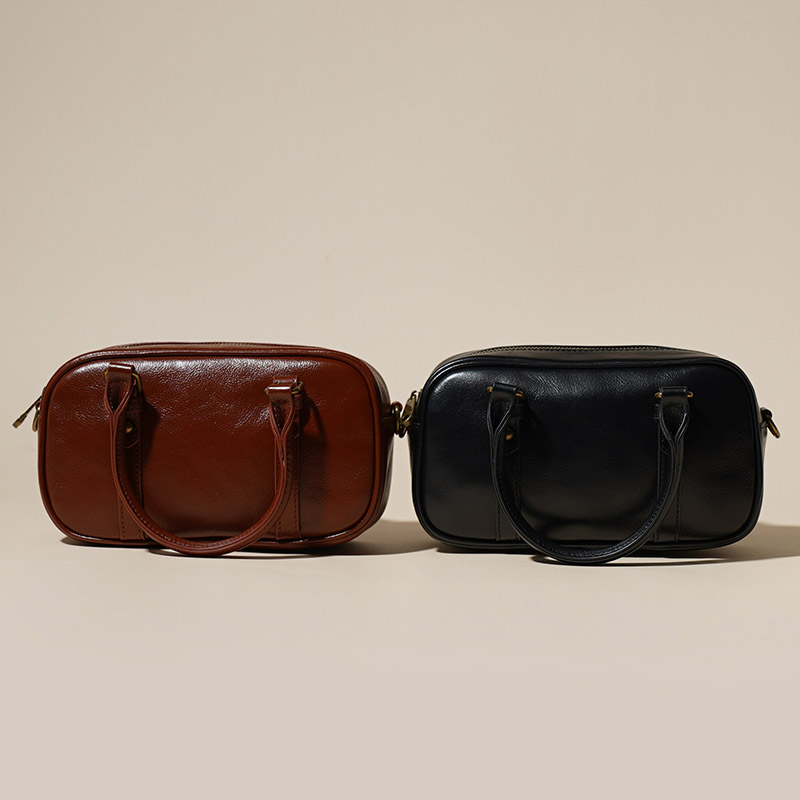 Sac à main Minimalist Genuine Leather Crossbody Boston Handbag de la femme