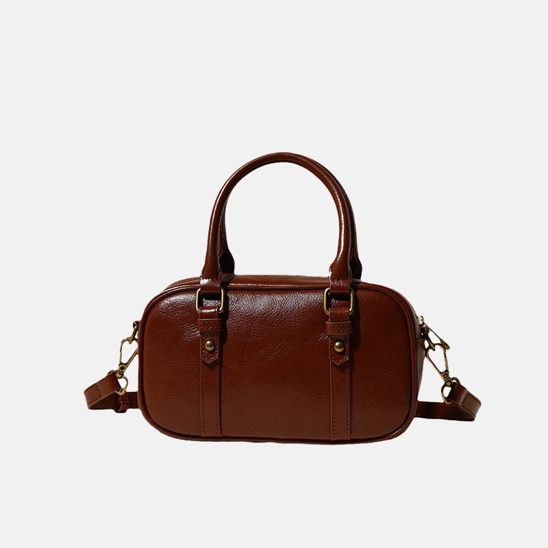 Sac à main Minimalist Genuine Leather Crossbody Boston Handbag de la femme