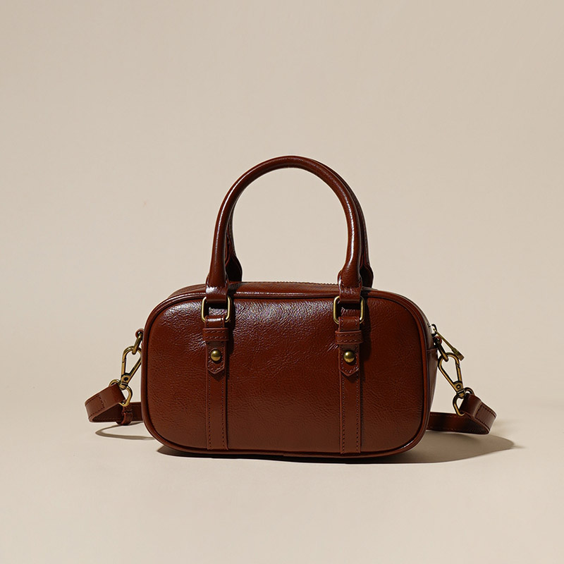 Sac à main Minimalist Genuine Leather Crossbody Boston Handbag de la femme