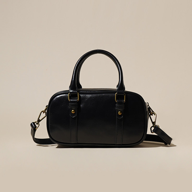Sac à main Minimalist Genuine Leather Crossbody Boston Handbag de la femme
