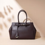 Women's Minimalist Genuine Leather Lock-Closure Shoulder Crossbody Handbag