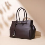 Women's Minimalist Genuine Leather Lock-Closure Shoulder Crossbody Handbag