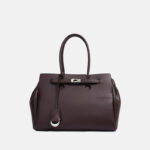 Women's Minimalist Genuine Leather Lock-Closure Shoulder Crossbody Handbag