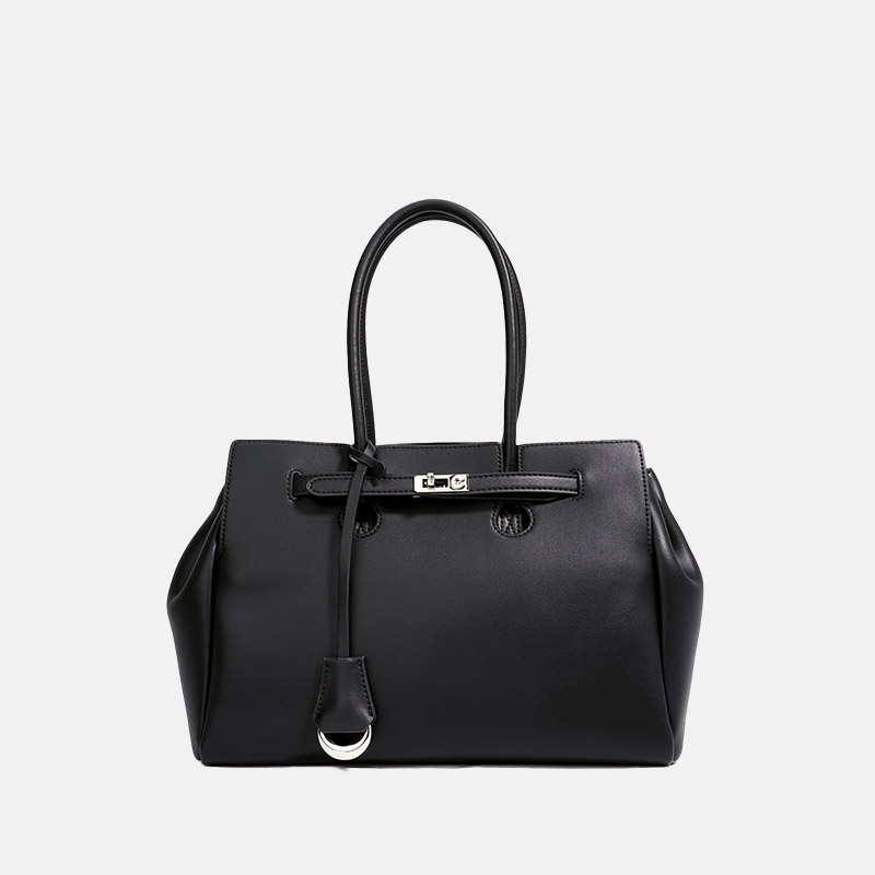 Women's Minimalist Genuine Leather Lock-Closure Shoulder Crossbody Handbag