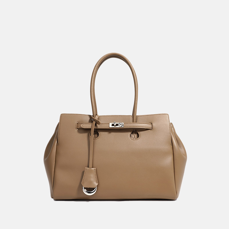 Women's Minimalist Genuine Leather Lock-Closure Shoulder Crossbody Handbag