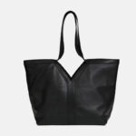 Minimalistische V-förmige Tote Tasche aus echtem Leder für Damen