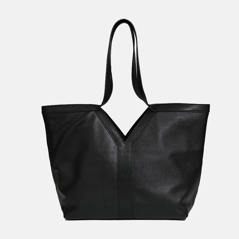 Minimalistische V-förmige Tote Tasche aus echtem Leder für Damen