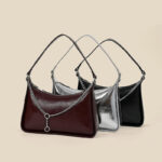 Women's Minimalist Waxed Leather Chain Shoulder Bag