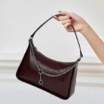 Women's Minimalist Waxed Leather Chain Shoulder Bag