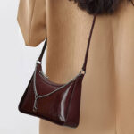 Women's Minimalist Waxed Leather Chain Shoulder Bag
