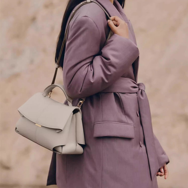 Women's Split Leather Flap Crossbody Shoulder Handbag