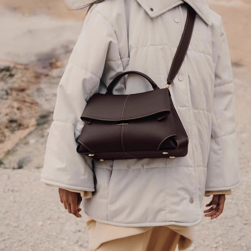 Women's Split Leather Flap Crossbody Shoulder Handbag