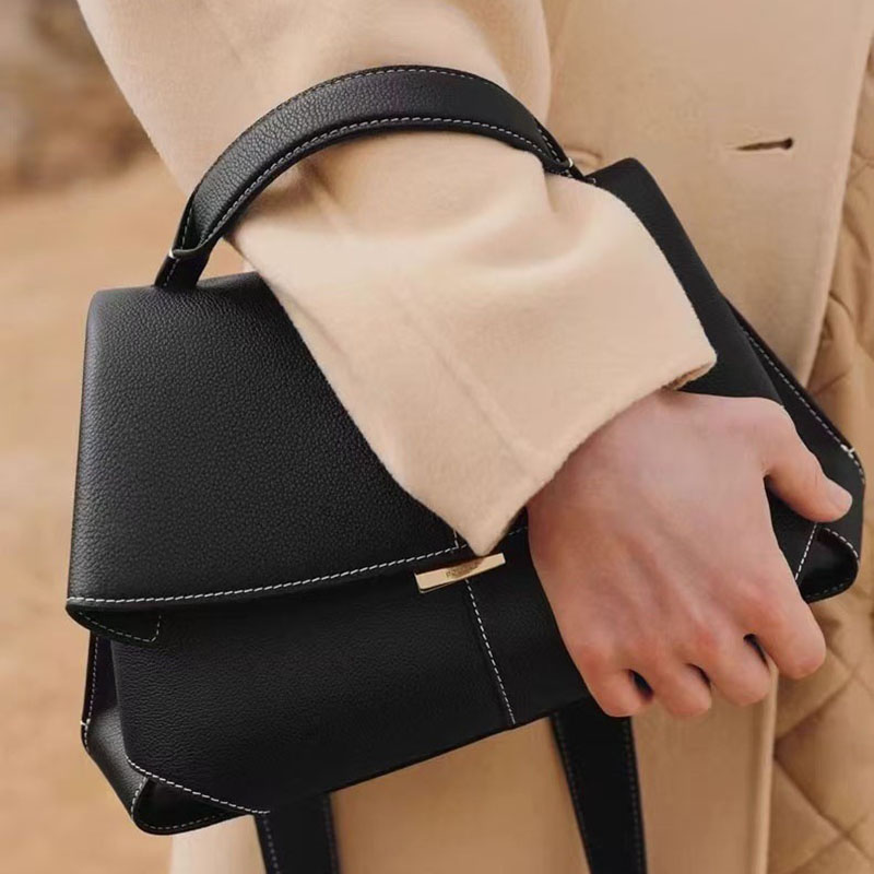 Women's Split Leather Flap Crossbody Shoulder Handbag